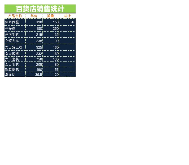 百货店销售统计-excel模板